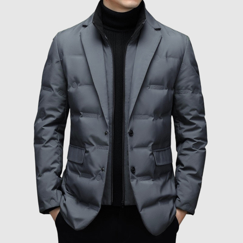 Luca Men’s Padded Blazer Jacket - Quilted Winter Outerwear