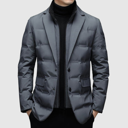 Luca Men’s Padded Blazer Jacket - Quilted Winter Outerwear