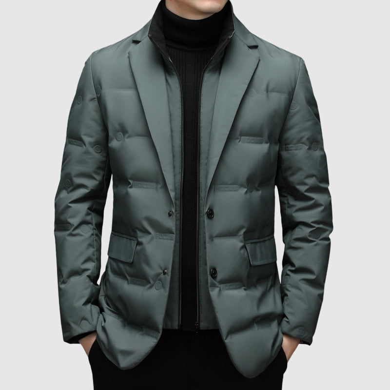 Luca Men’s Padded Blazer Jacket - Quilted Winter Outerwear