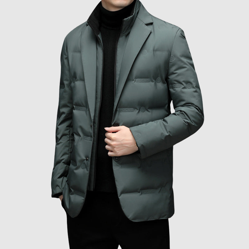Luca Men’s Padded Blazer Jacket - Quilted Winter Outerwear
