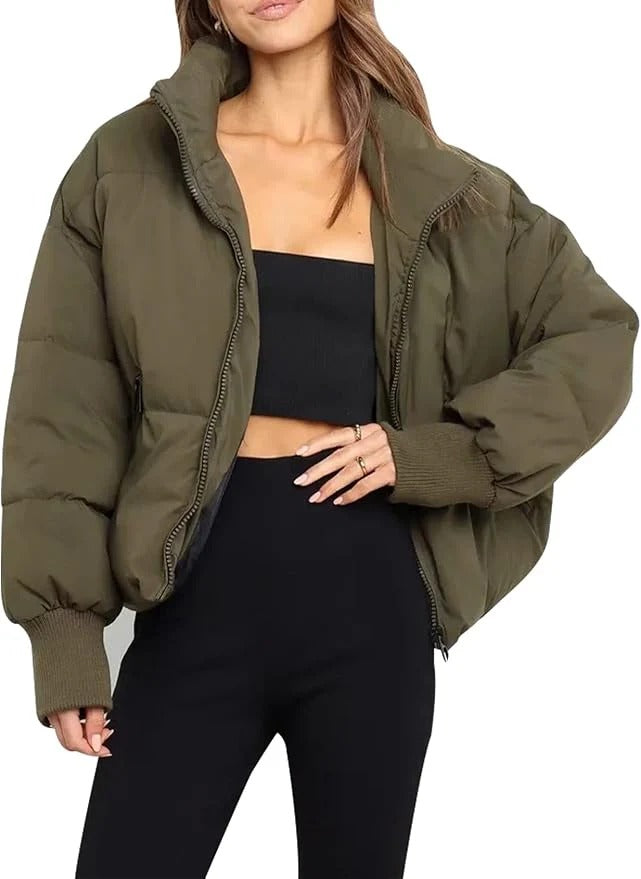 Caroline Women’s Short Puffer Jacket - Oversized Zip-Up Jacket