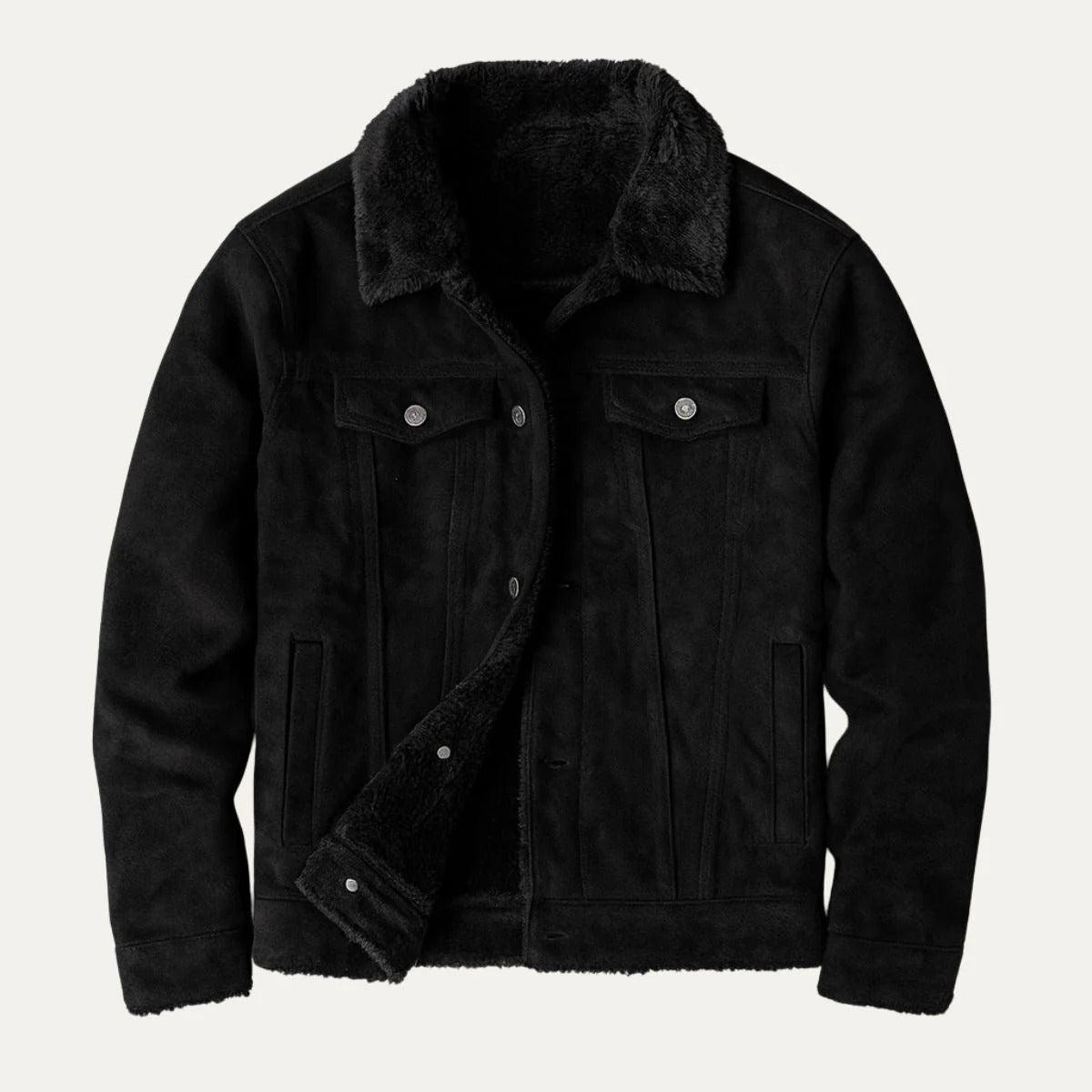 Tom Men’s Shearling-Collar Trucker Jacket - Classic Winter Outerwear