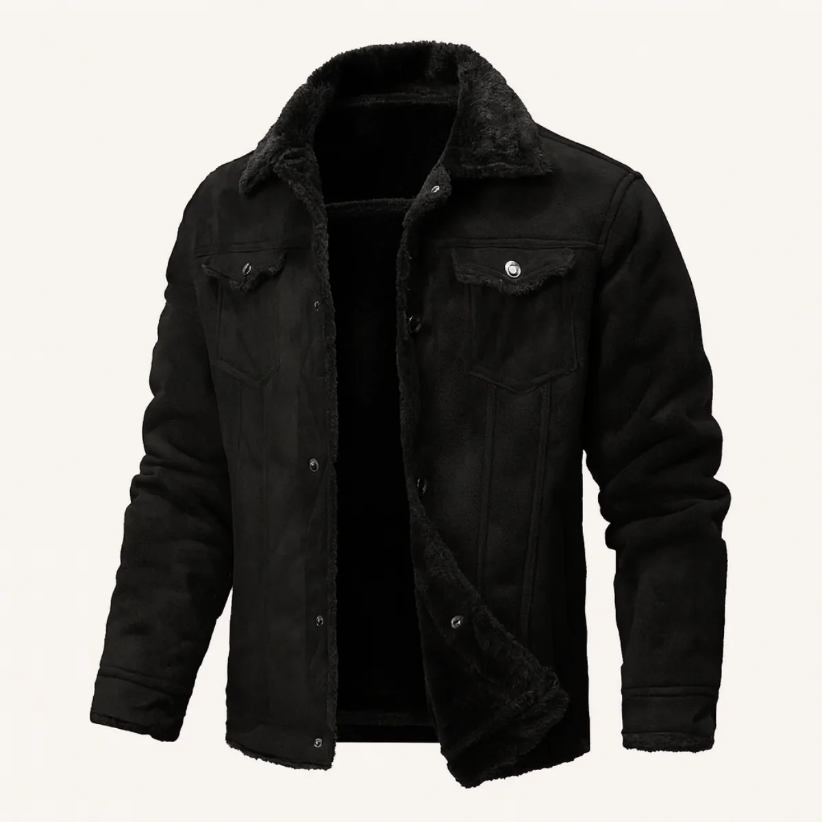 Tom Men’s Shearling-Collar Trucker Jacket - Classic Winter Outerwear