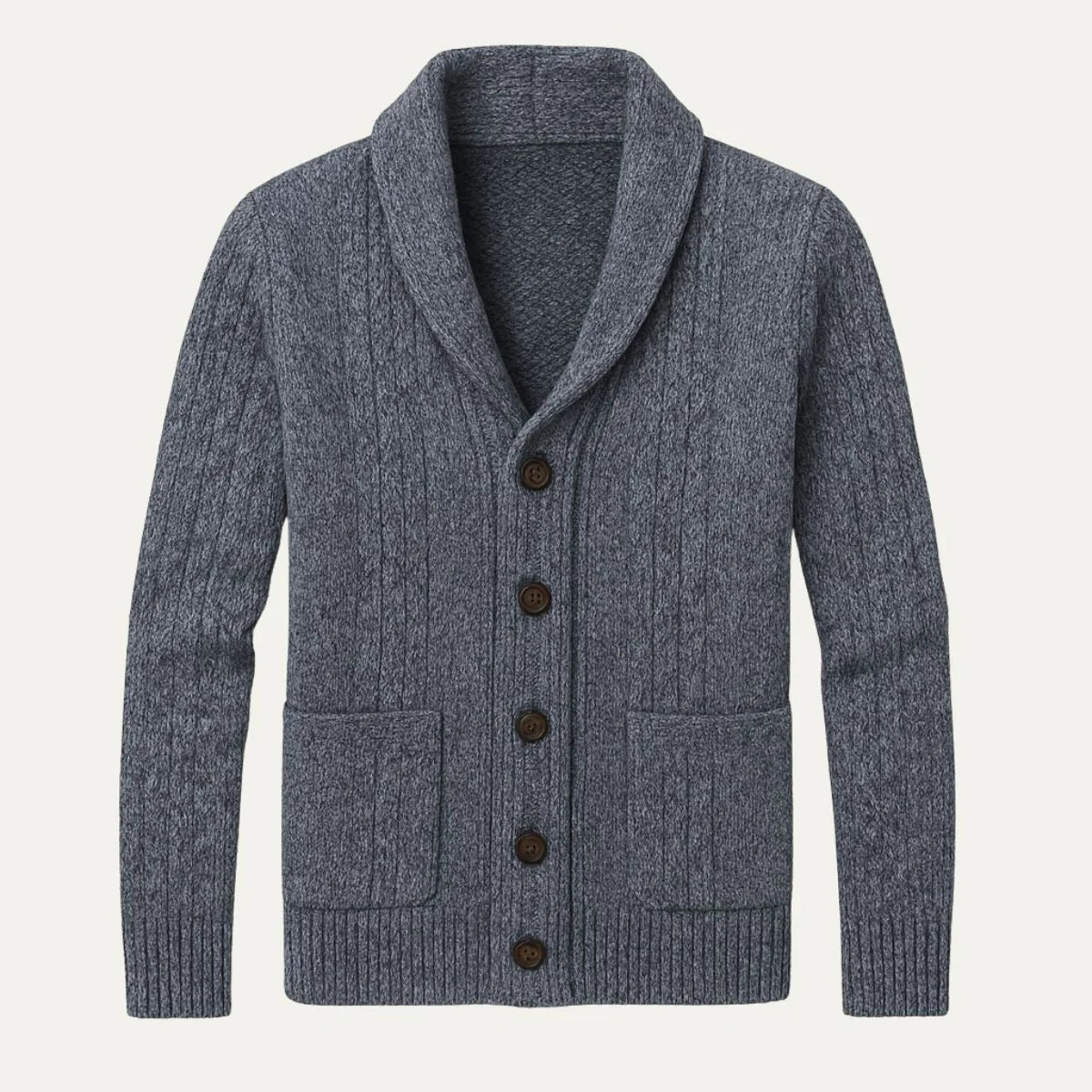 Jasper Men’s Cable-Knit Shawl Collar Cardigan - Classic Button-Up Sweater